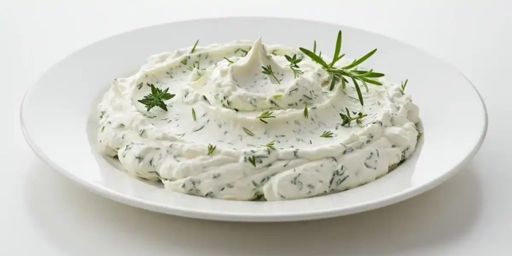 Creamy spread of herbed cream cheese